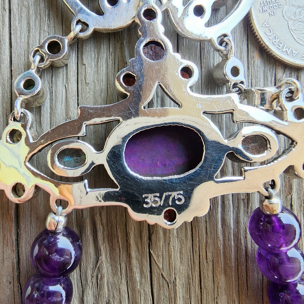 NICKY BUTLER RAJ Limited #35/75 Multi Gemstone NB Necklace 925 Sterling Silver - Picture 8 of 14